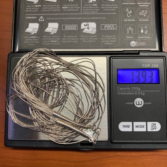 Liquid Silver Necklace 10 Strands 24" long Vintage MEXICO Sterling Silver J855 - Picture 8 of 8